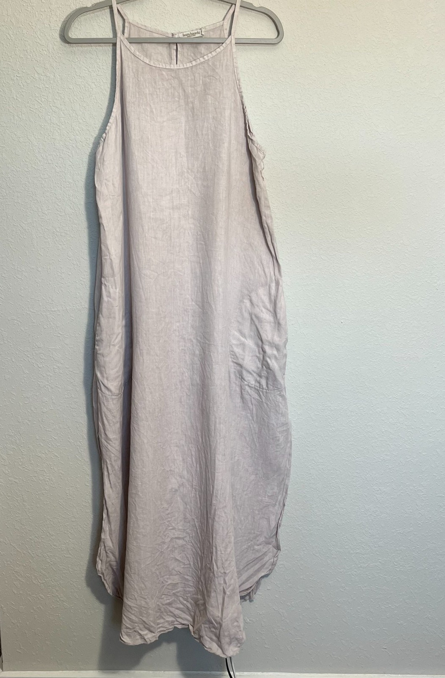 Laura Bianchi Linen Oversized Maxi Dress Pockets Large Lagenlook Made in Italy